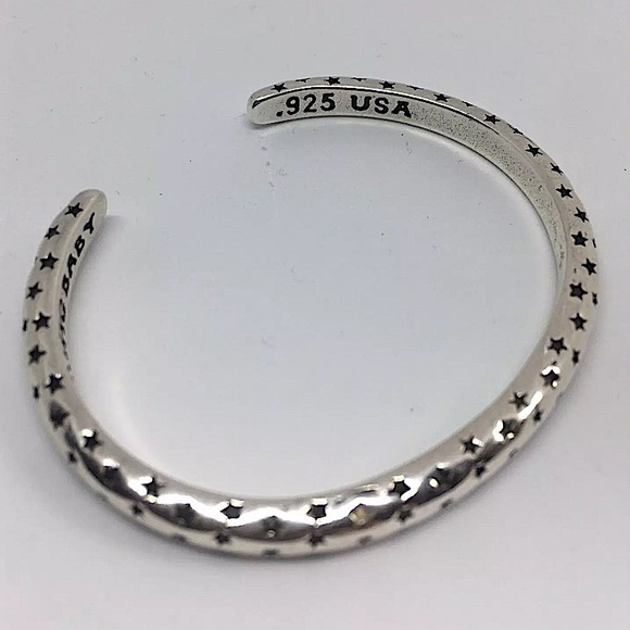STERLING SILVER STAR CUFF BANGLE BRACELET - Picture 6 of 8